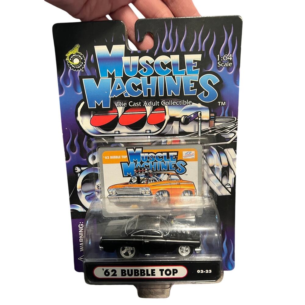 Muscle Machines 1962 Black Bubble Top Die Cast Car New 1:64